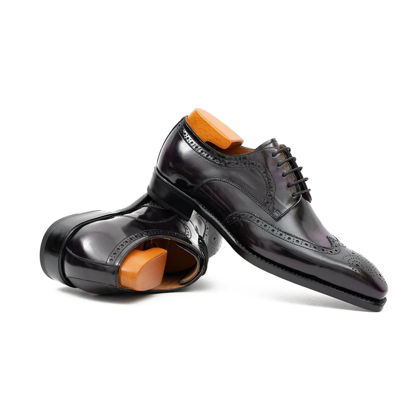 Patent leather goodyear welt dress shoes Purple