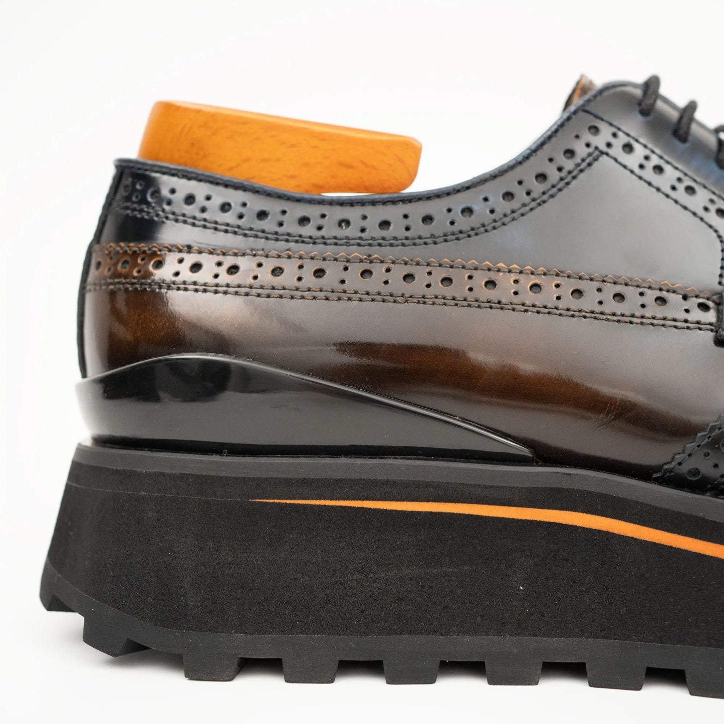 Patent leather shoes Platform brogues Blue