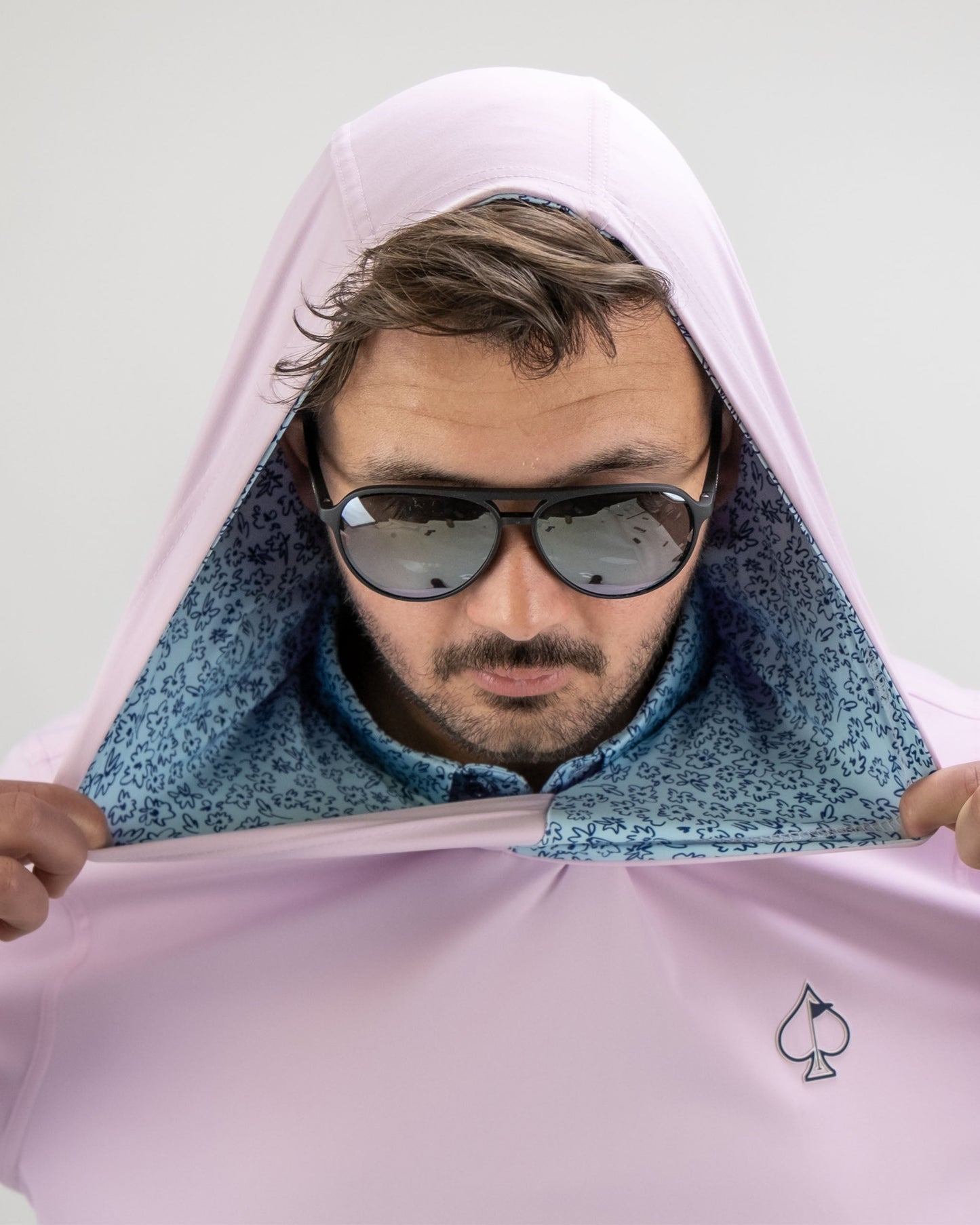 Performance Golf Hoodie - Flower Doodle Blue