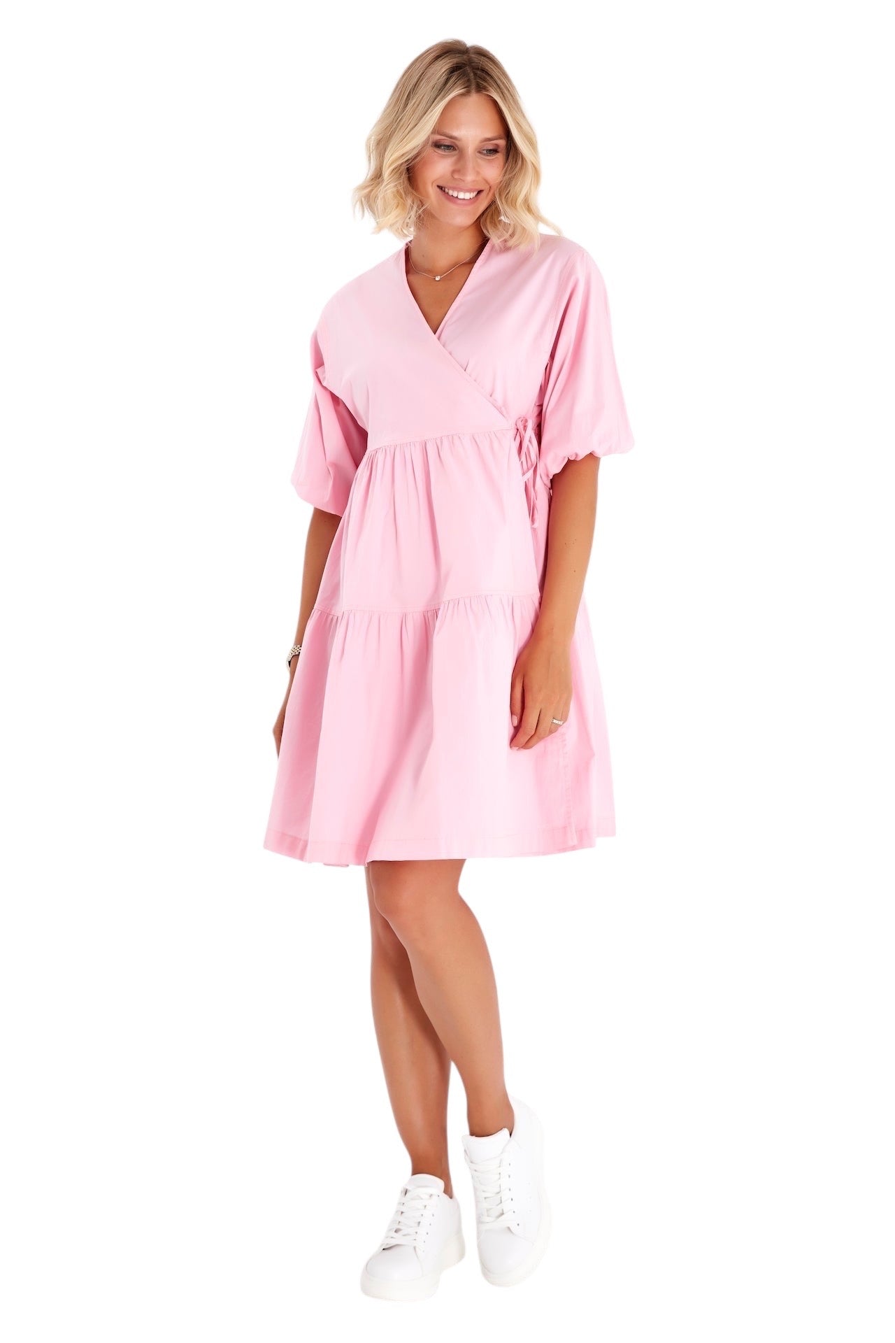 Waterfall Tie Waist A-Line Maternity/Nursing Wrap Dress