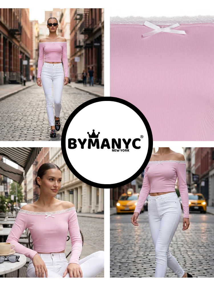 Pink GRAMERCY Off-the-Shoulder Top Prêt-à-Porter BYMANYC ® New York