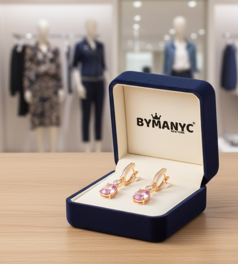 Pink Gem Hoop Earrings Pink Sunset SOHO BYMANYC ® New York
