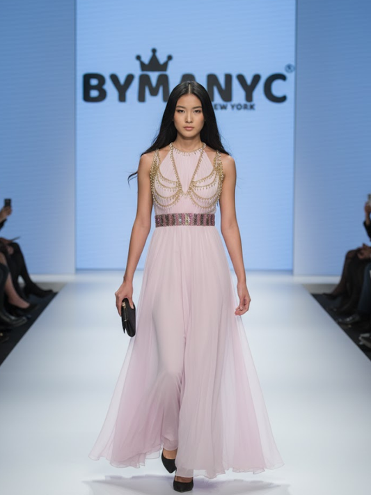 Pink Long Gala Dress MIDTOWN: Prêt-à-Porter Line BYMANYC ® New York