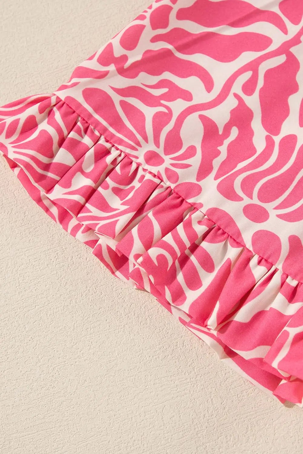 Love Salve Pink Floral Top Women's Plus Size Daily Wear Blouse Frilled Neck, Puff Sleeve