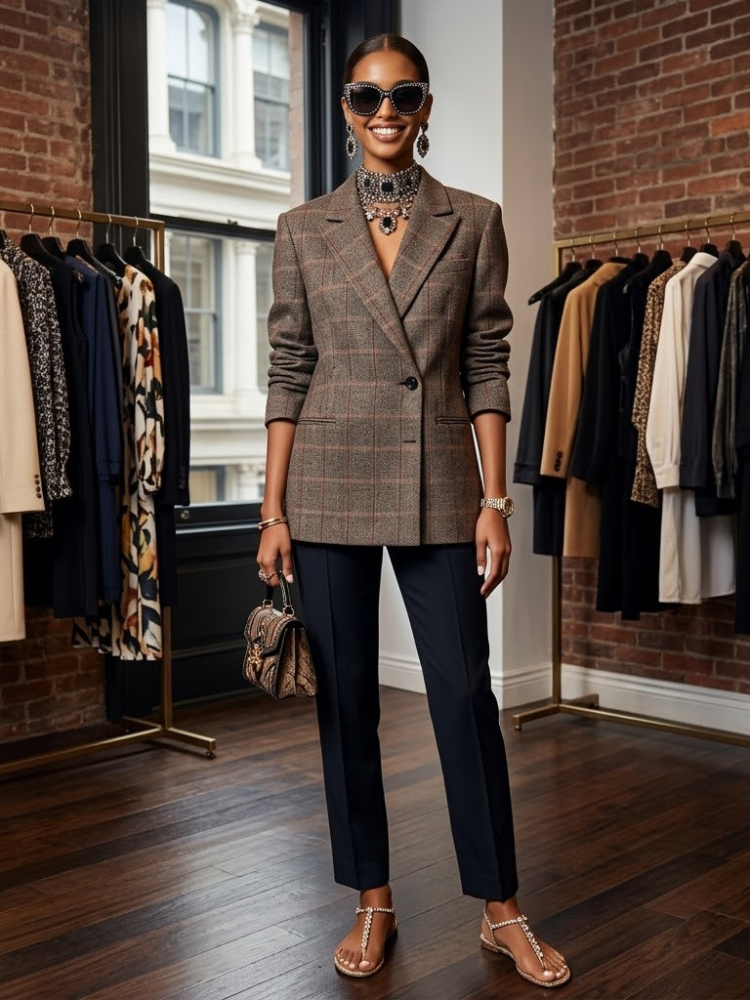 Plaid Wool-Blend Blazer SOHO New Collection FASHION BYMANYC ® New York