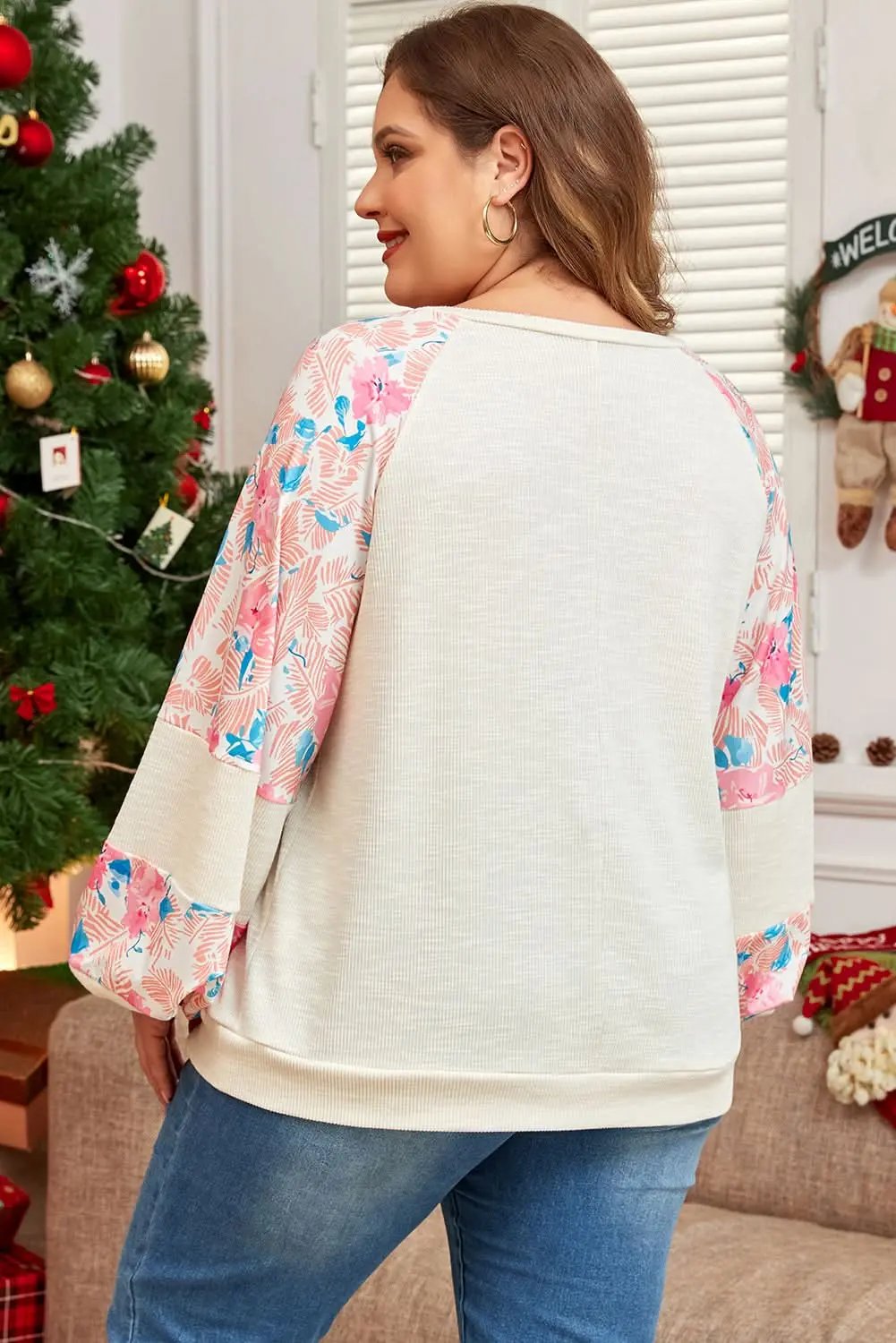 Women's Blouse - Apricot Floral Textured - Southern Belle Style