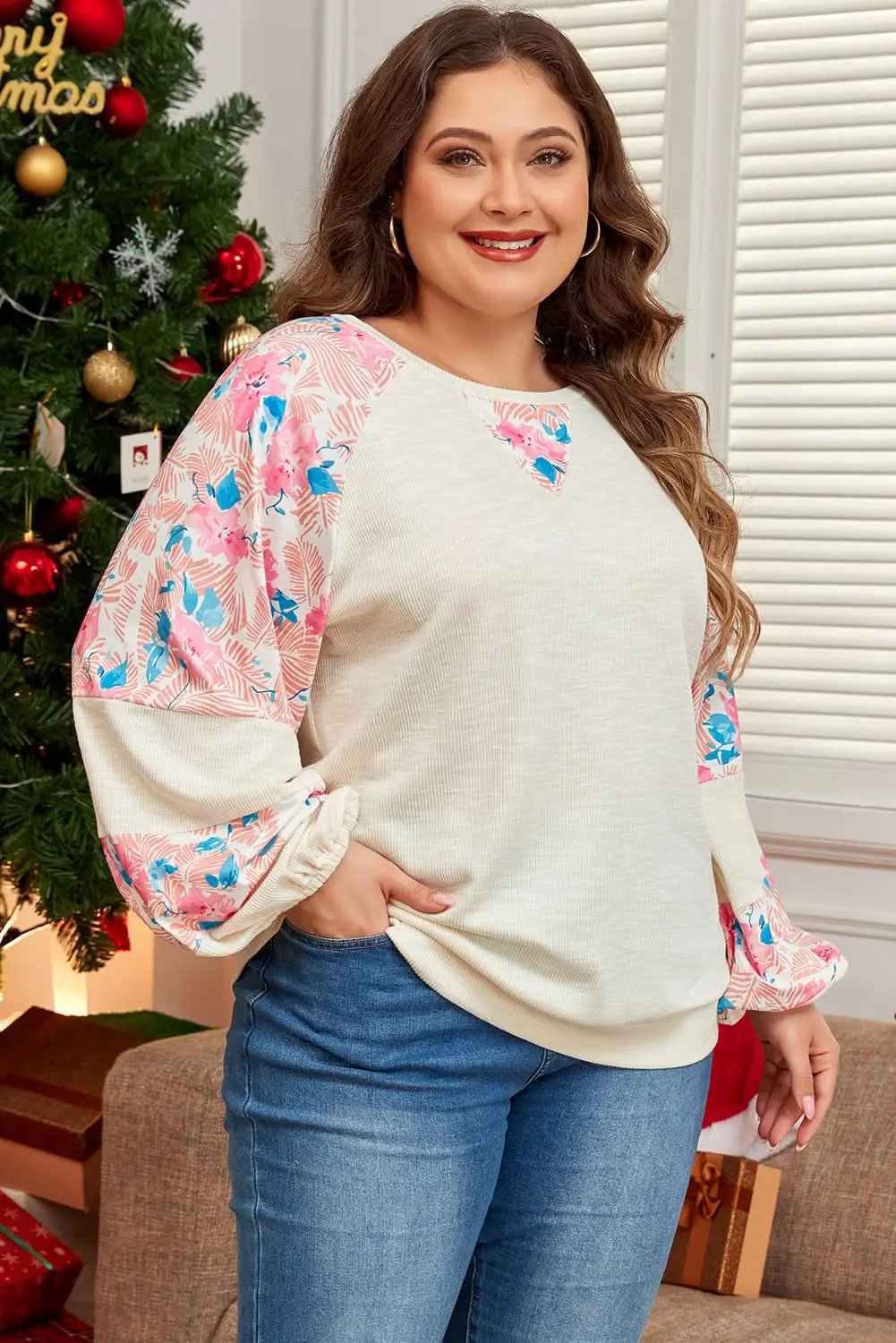 Women's Blouse - Apricot Floral Textured - Southern Belle Style