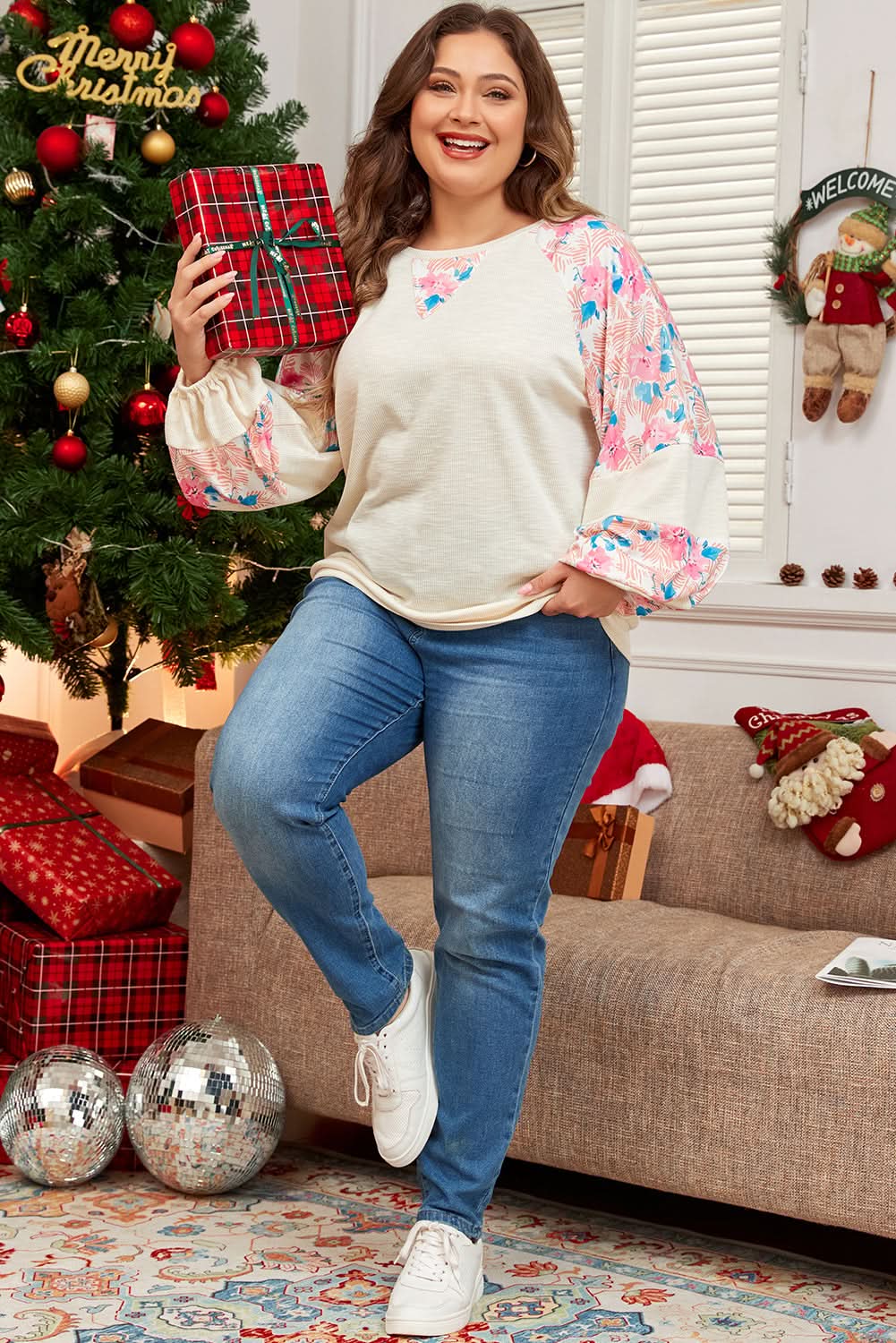 Women's Blouse - Apricot Floral Textured - Southern Belle Style