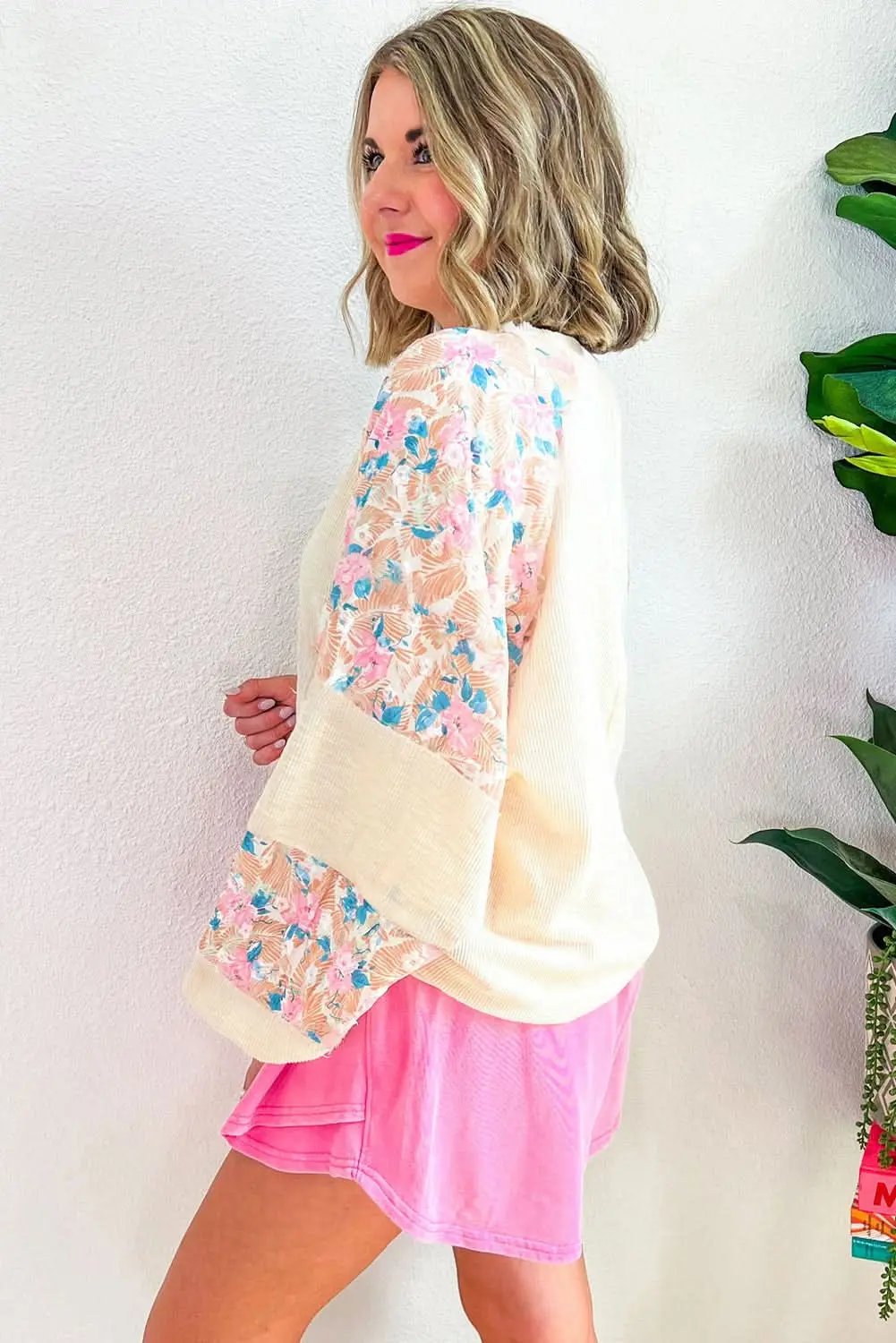 Women's Blouse - Apricot Floral Textured - Southern Belle Style