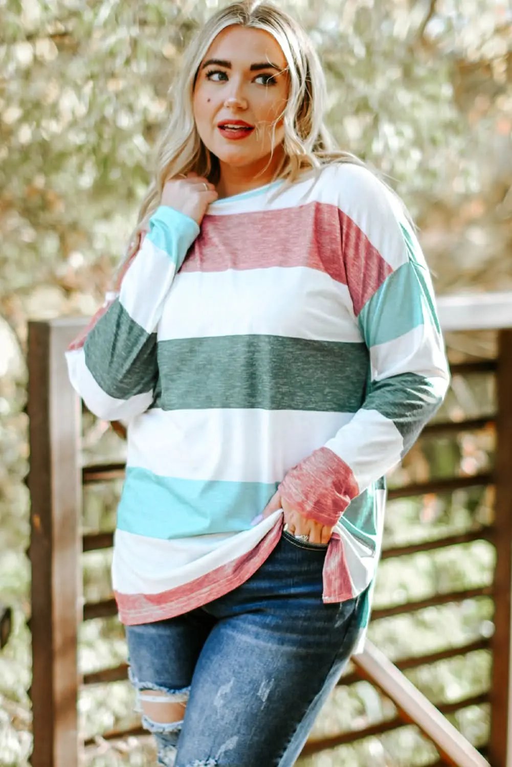 Love Salve Colorblock Pullover Women's Spring Fashion Top + Comfy Fit
