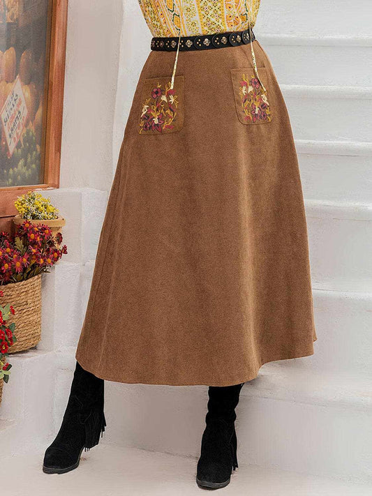 Trendsi Plus size embroidered high waist skirt