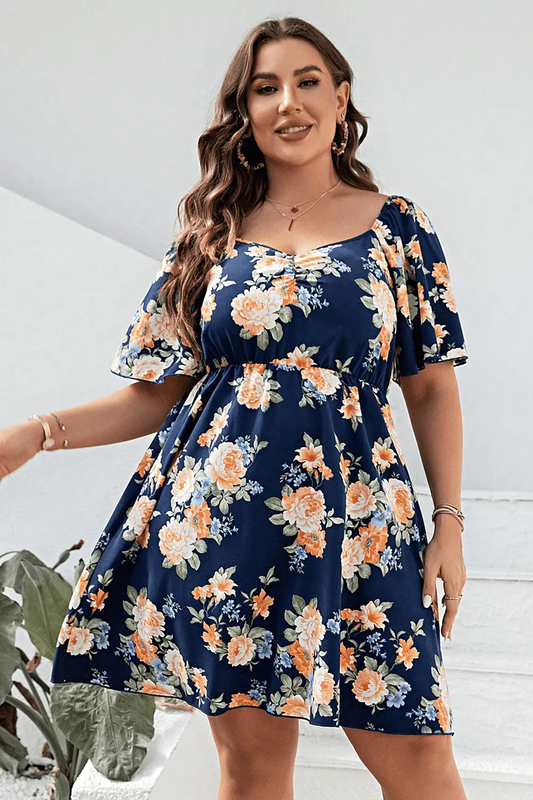 Mini Dress - Plus Size Floral - Casual Style