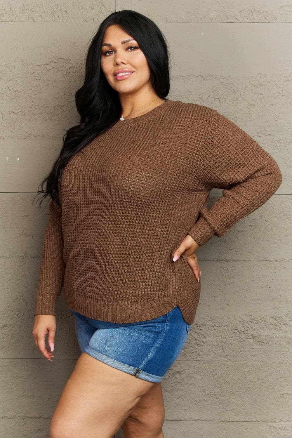 Trendsi closeout - Trendsi Plus size high-low sweater by Zenana