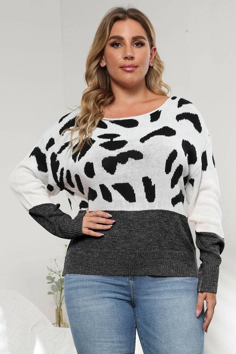 Sweater - Plus Size Leopard Print - Chic & Cozy Knit