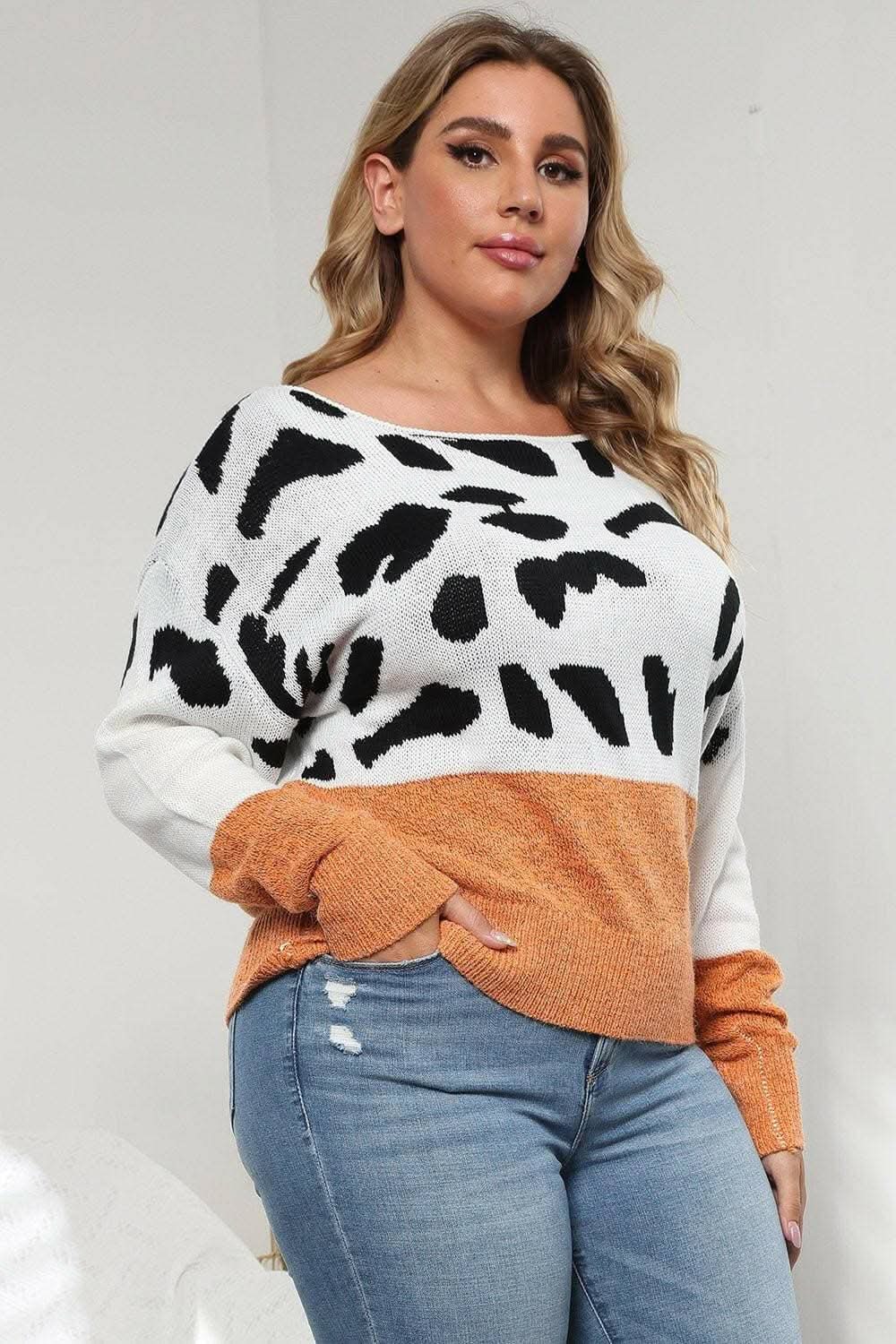 Sweater - Plus Size Leopard Print - Chic & Cozy Knit