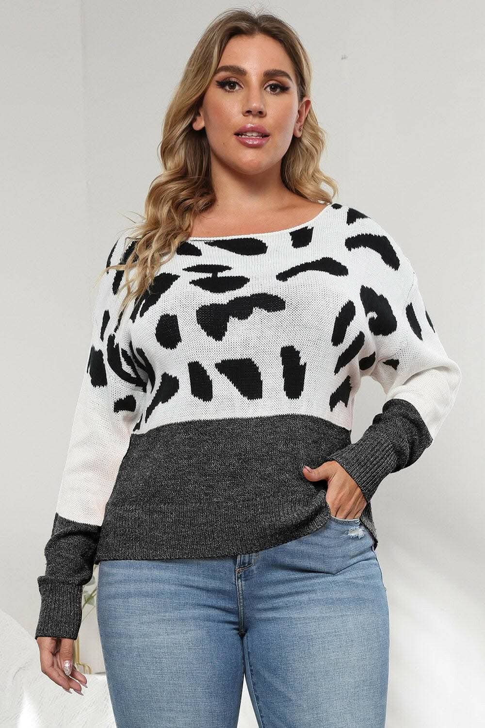 Sweater - Plus Size Leopard Print - Chic & Cozy Knit