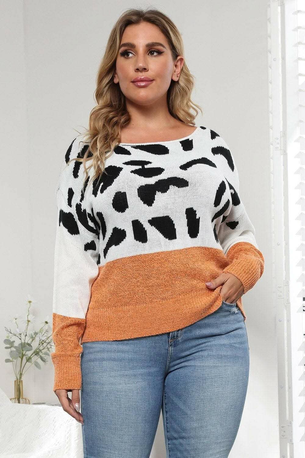 Sweater - Plus Size Leopard Print - Chic & Cozy Knit