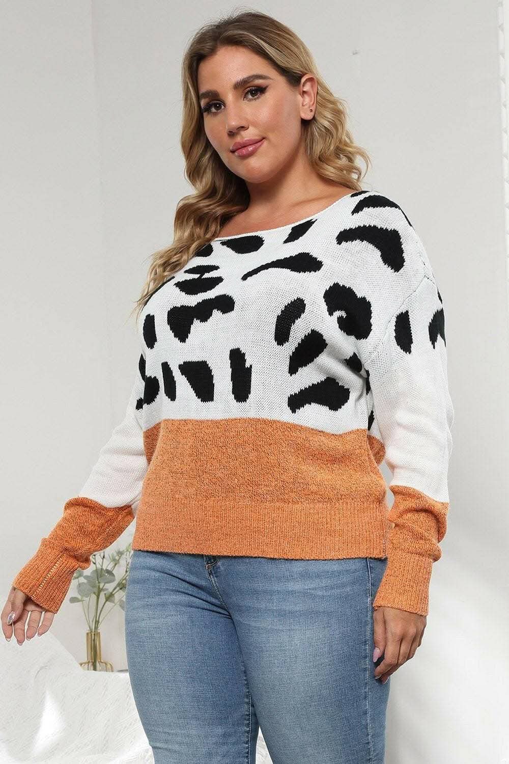 Sweater - Plus Size Leopard Print - Chic & Cozy Knit