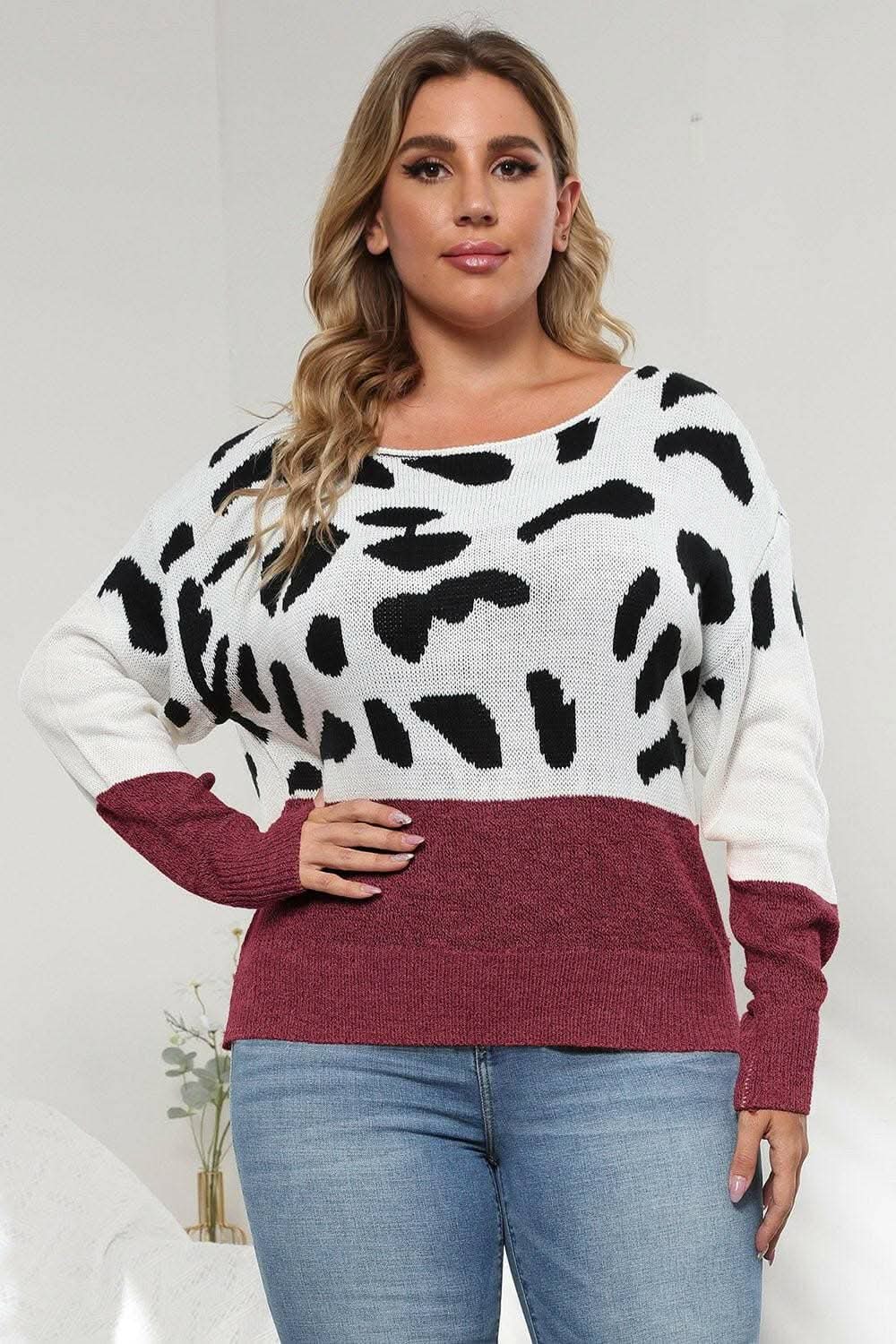 Sweater - Plus Size Leopard Print - Chic & Cozy Knit