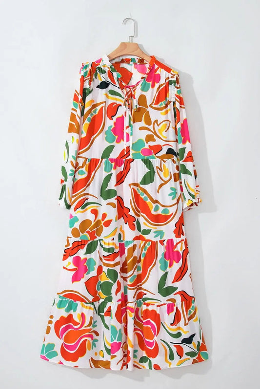 Love Salve Orange Floral Dress Women's Vacation H-Line Spring Style Lightweight