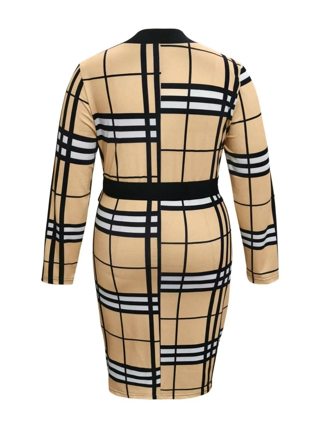 Trendsi Formal & Evening Dresses - Trendsi Plus size plaid wrap dress - Premium Quality