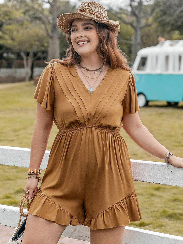 Trendsi Plus size ruffled short romper