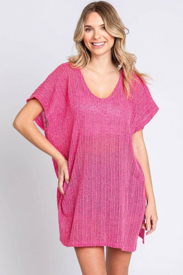 Knit Cover-Up - Side Slits - Poolside Paradise