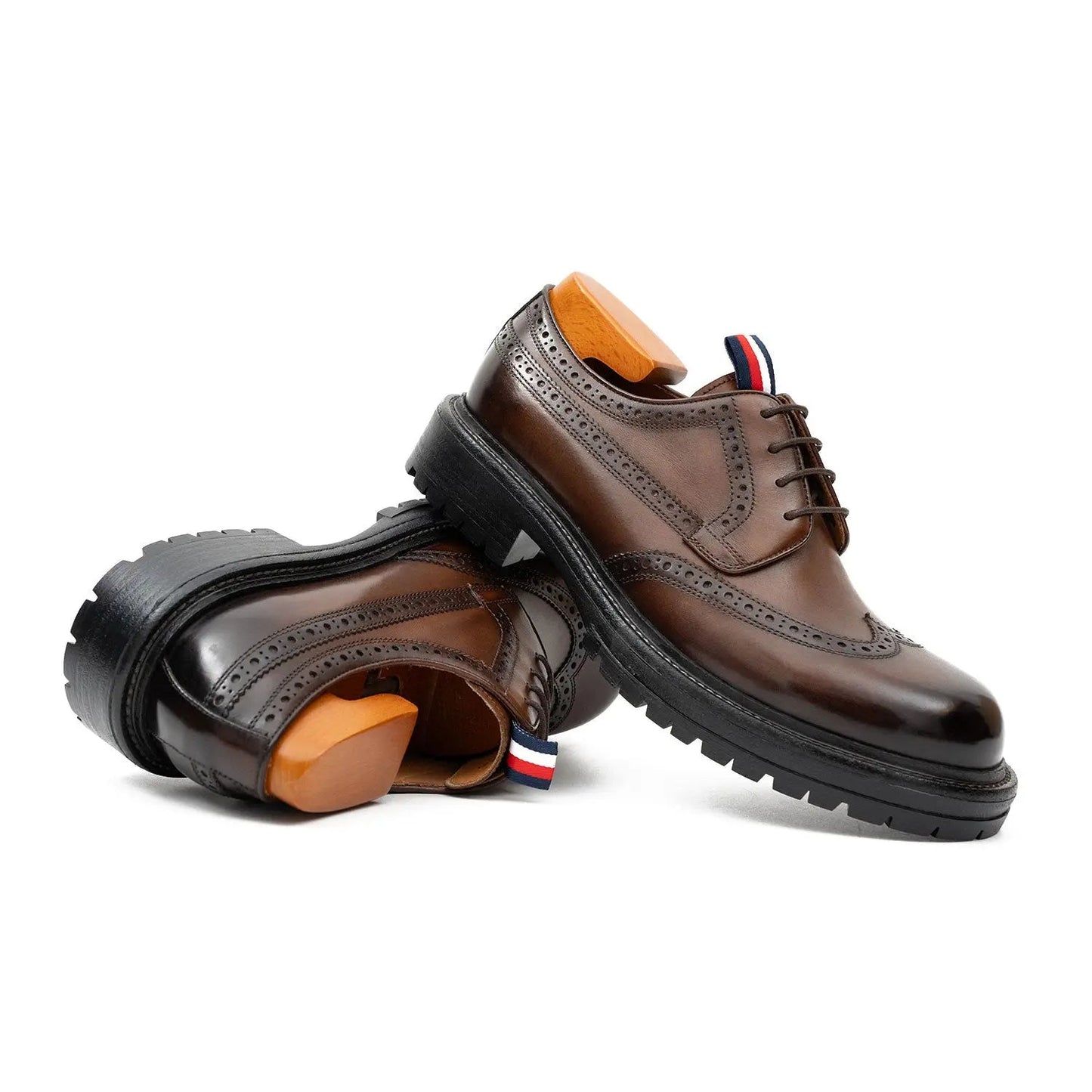 Premium Men's Classic Derby Brogue Shoes Coffee