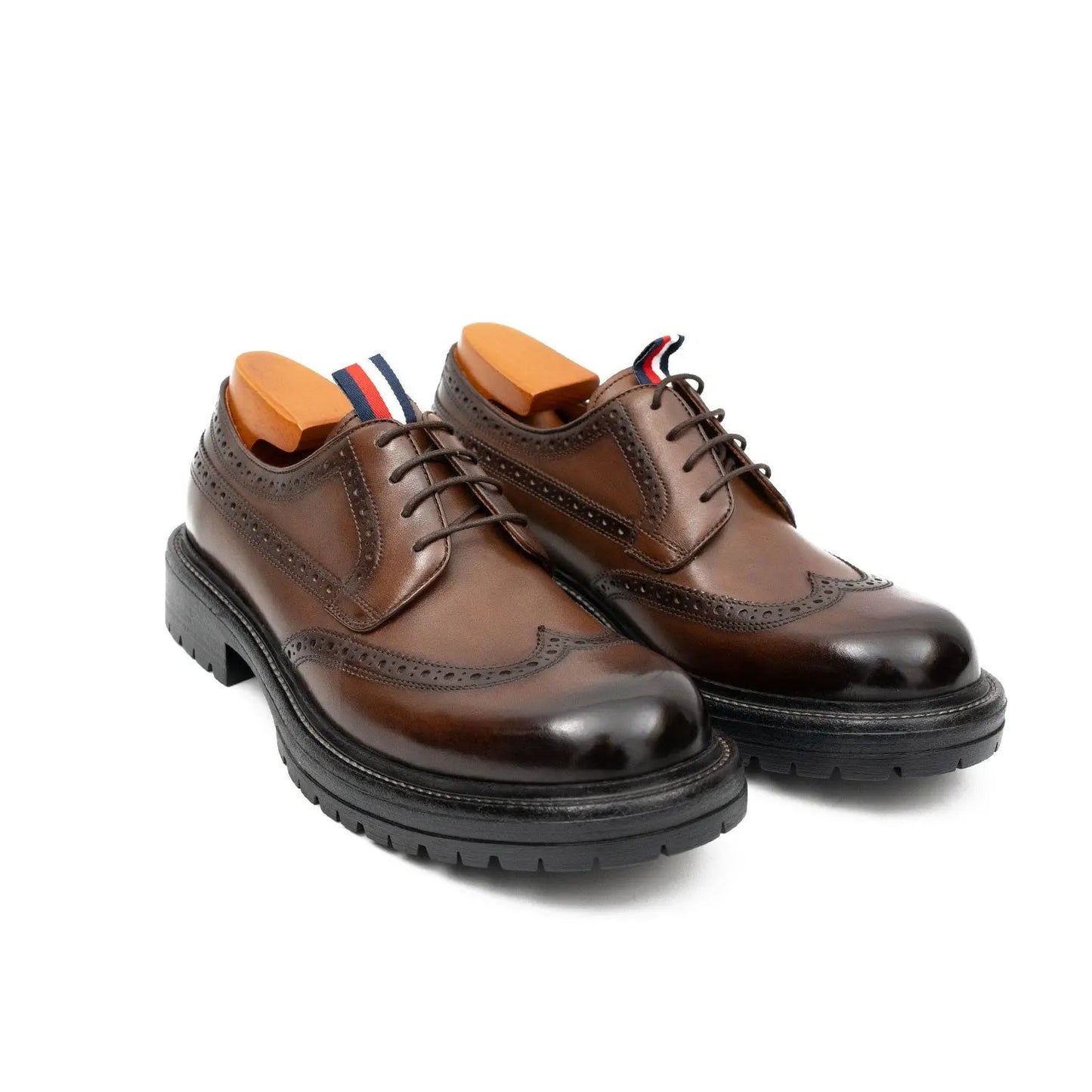 Premium Men's Classic Derby Brogue Shoes Coffee