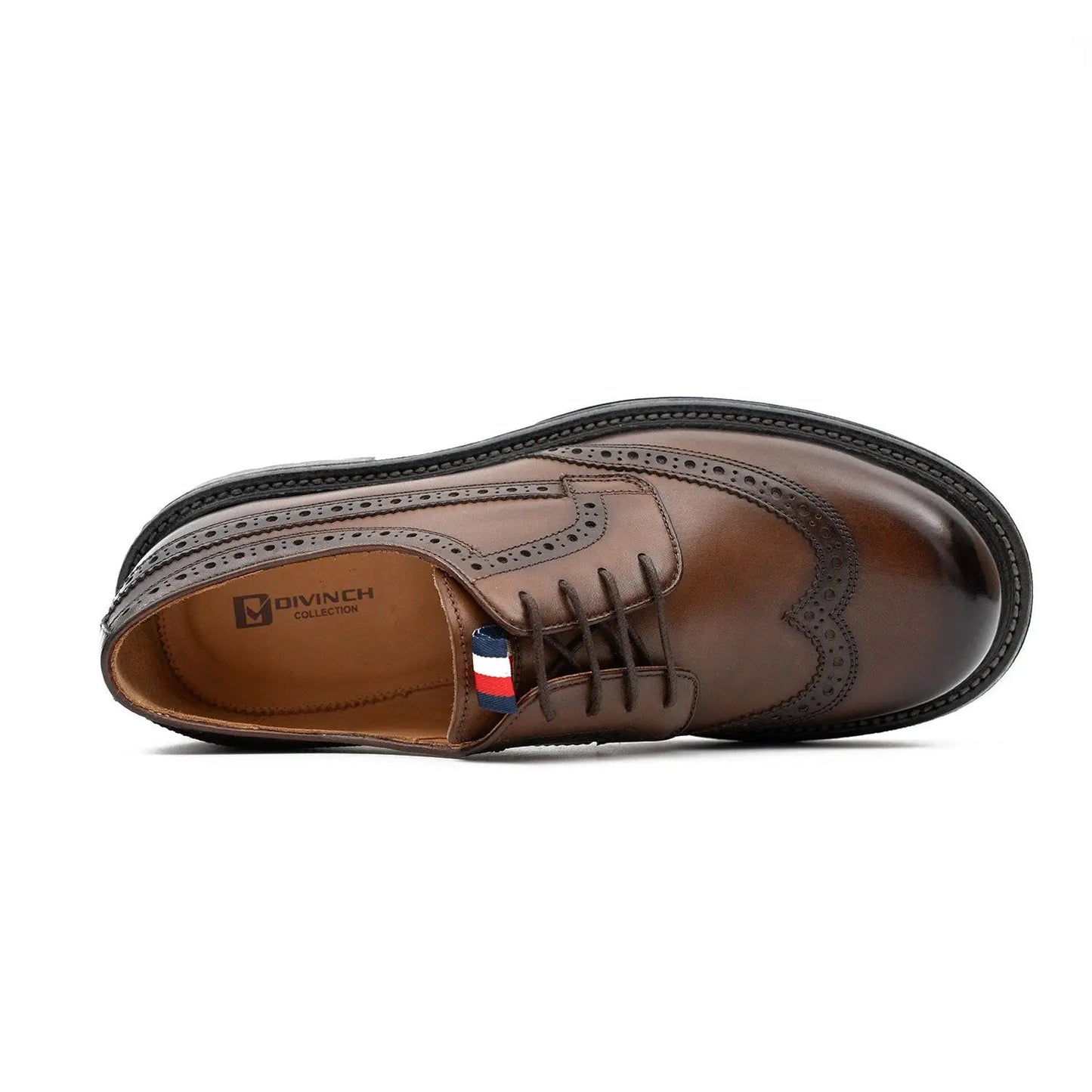 Premium Men's Classic Derby Brogue Shoes Coffee