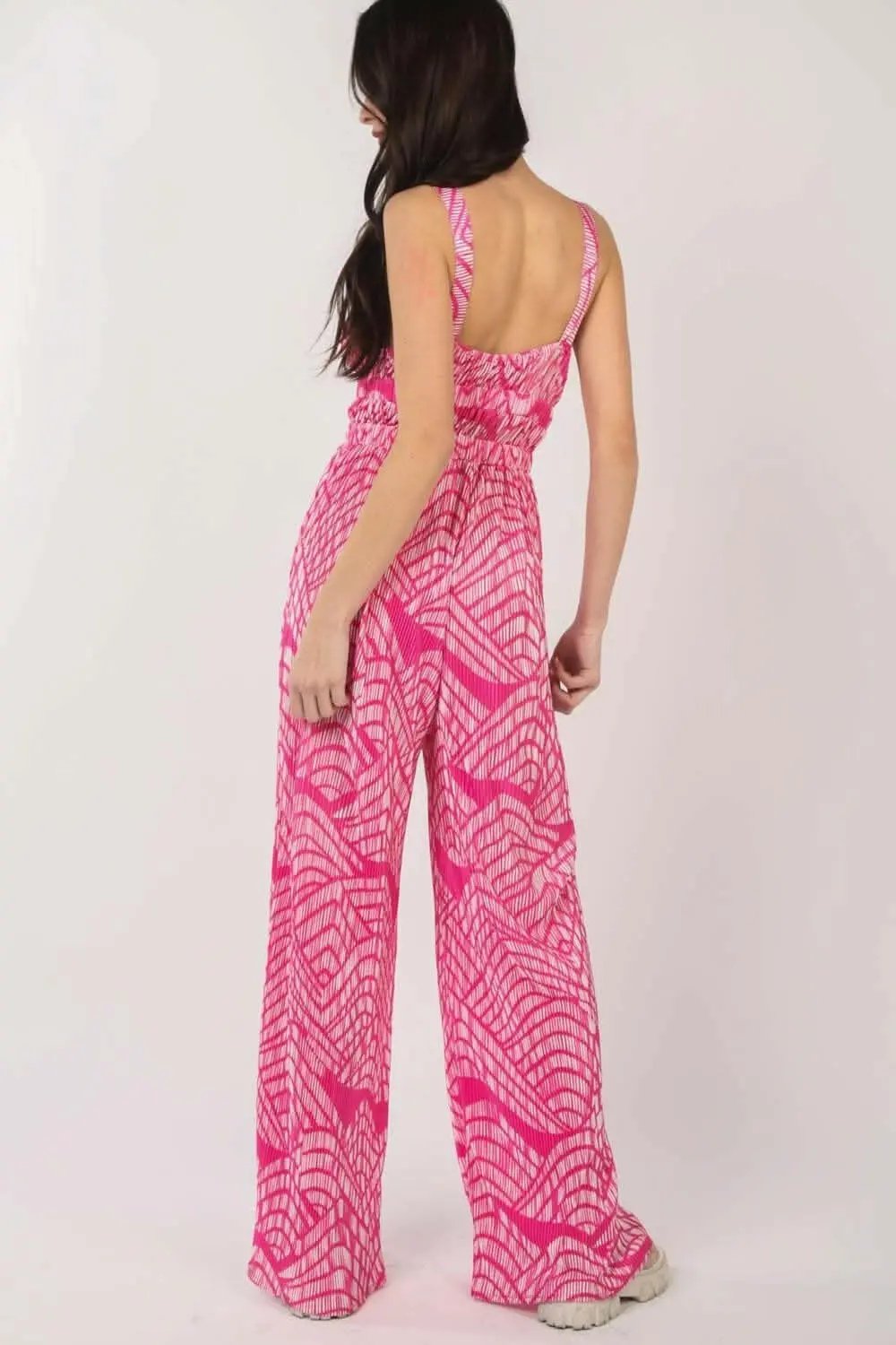 Trendsi Printed Jumpsuit Women's Casual Wide Leg Sleeveless Style Comfortable