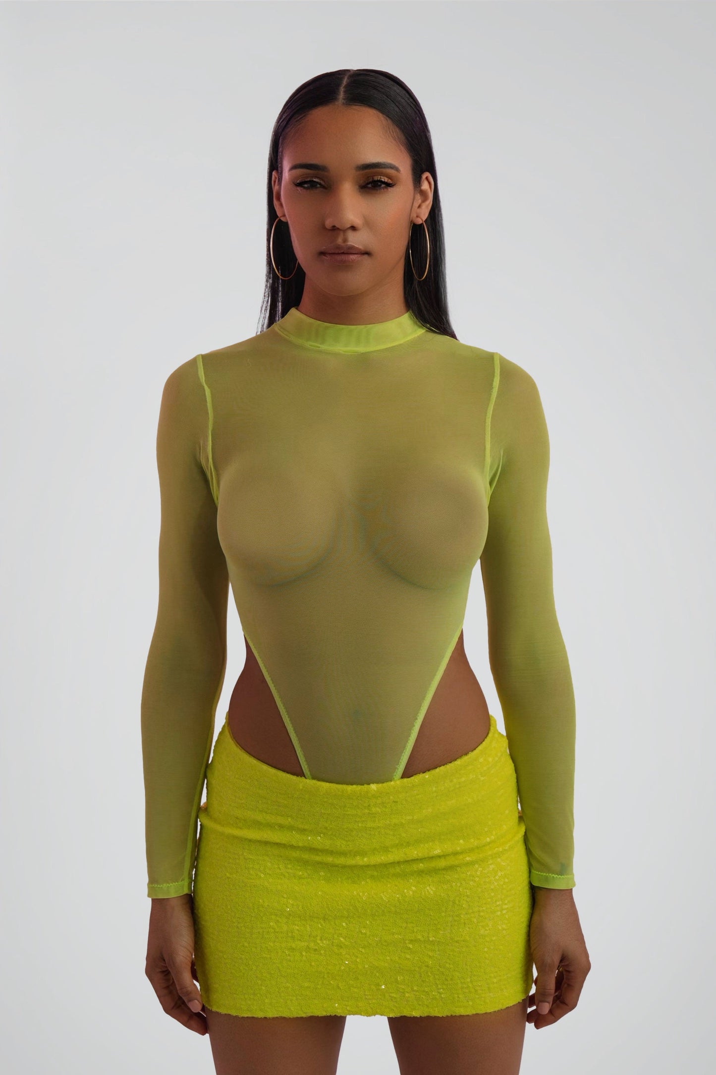 Sherry Sheer Mock-Neck Bodysuit