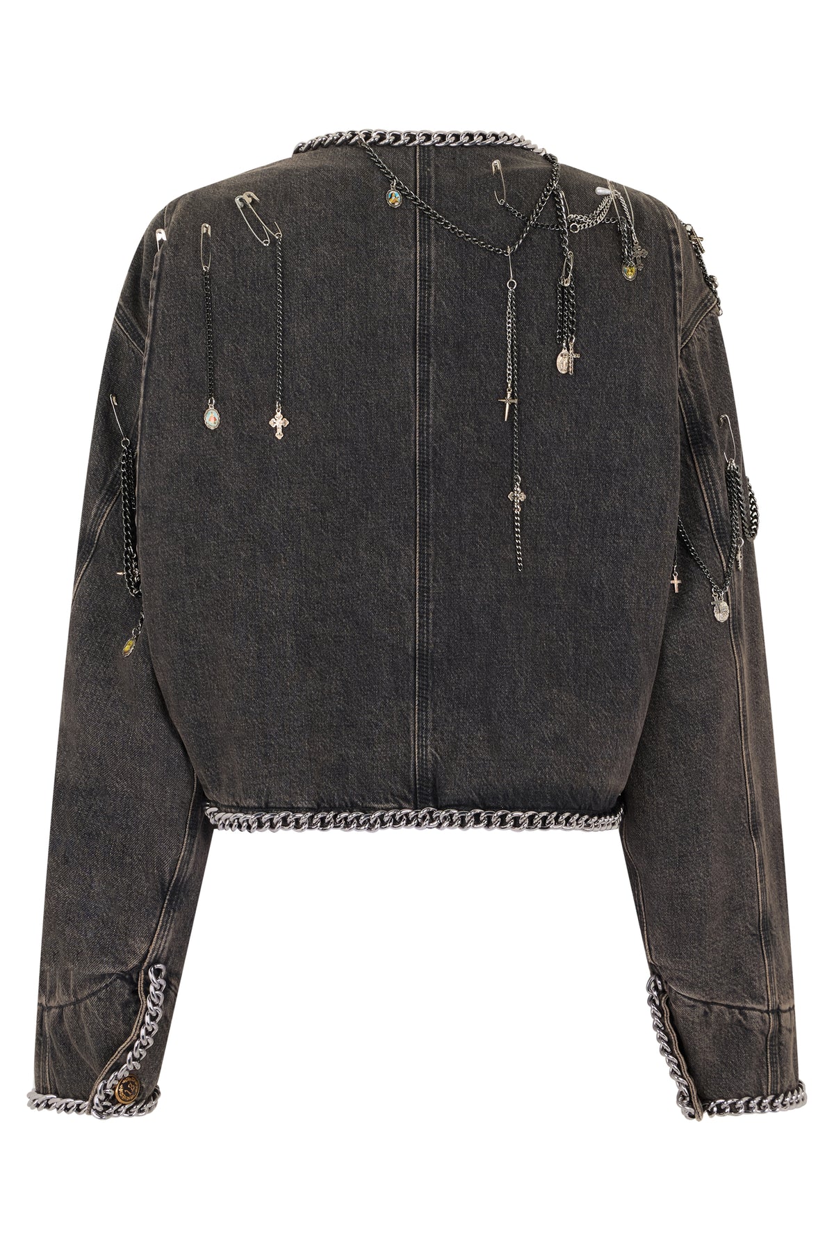 R13 Short Denim Jacket Grey, view 2