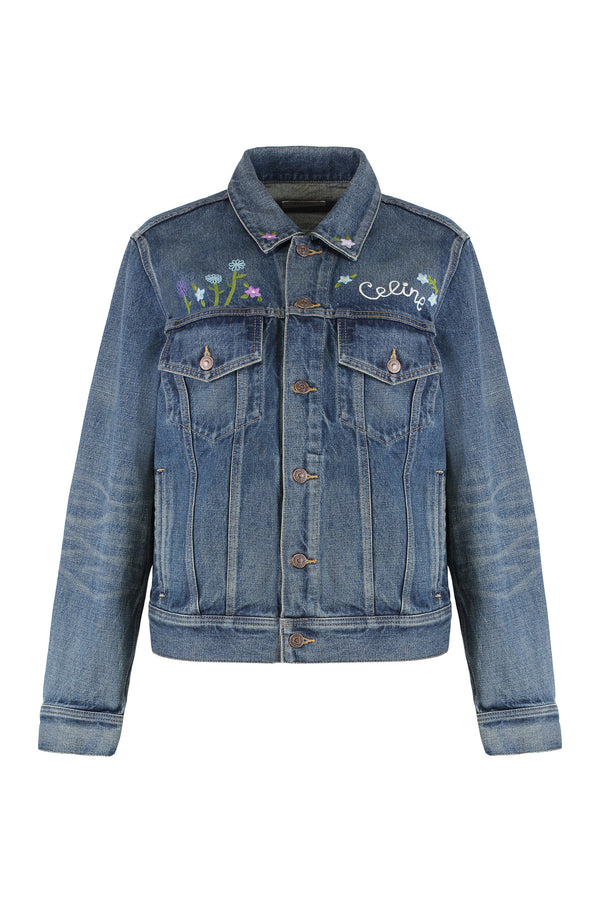 Denim Jacket with Flower Embroidery