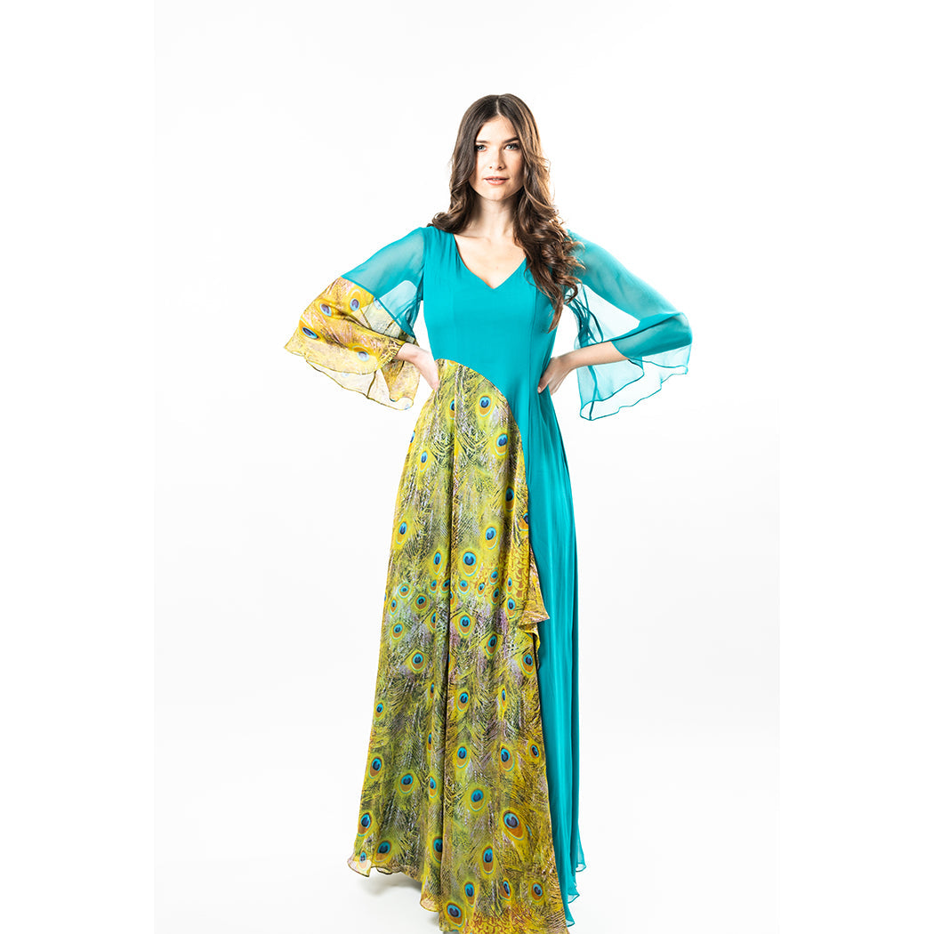 Bell Sleeves Mix-media Maxi