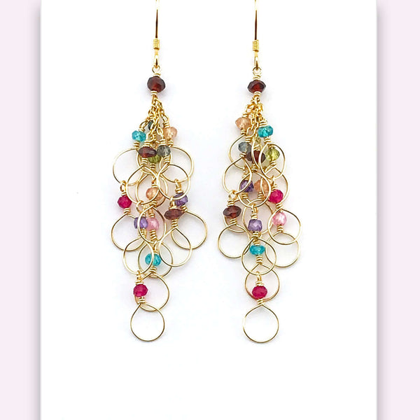 Rainbow Chain Loop Earrings