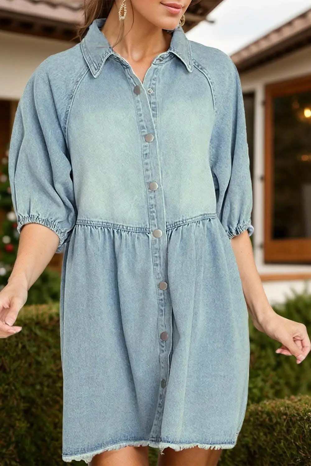 Trendsi Jeans & Denim Raw hem denim dress - snap buttons