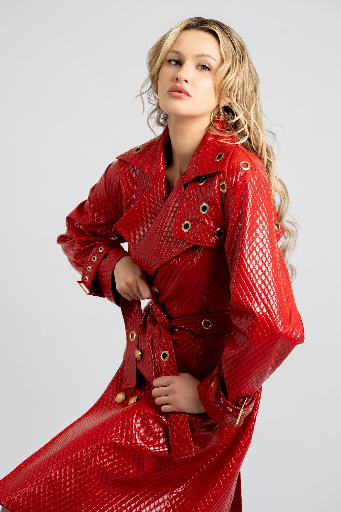 Trinity Quilted Vegan Leather Trench Coat