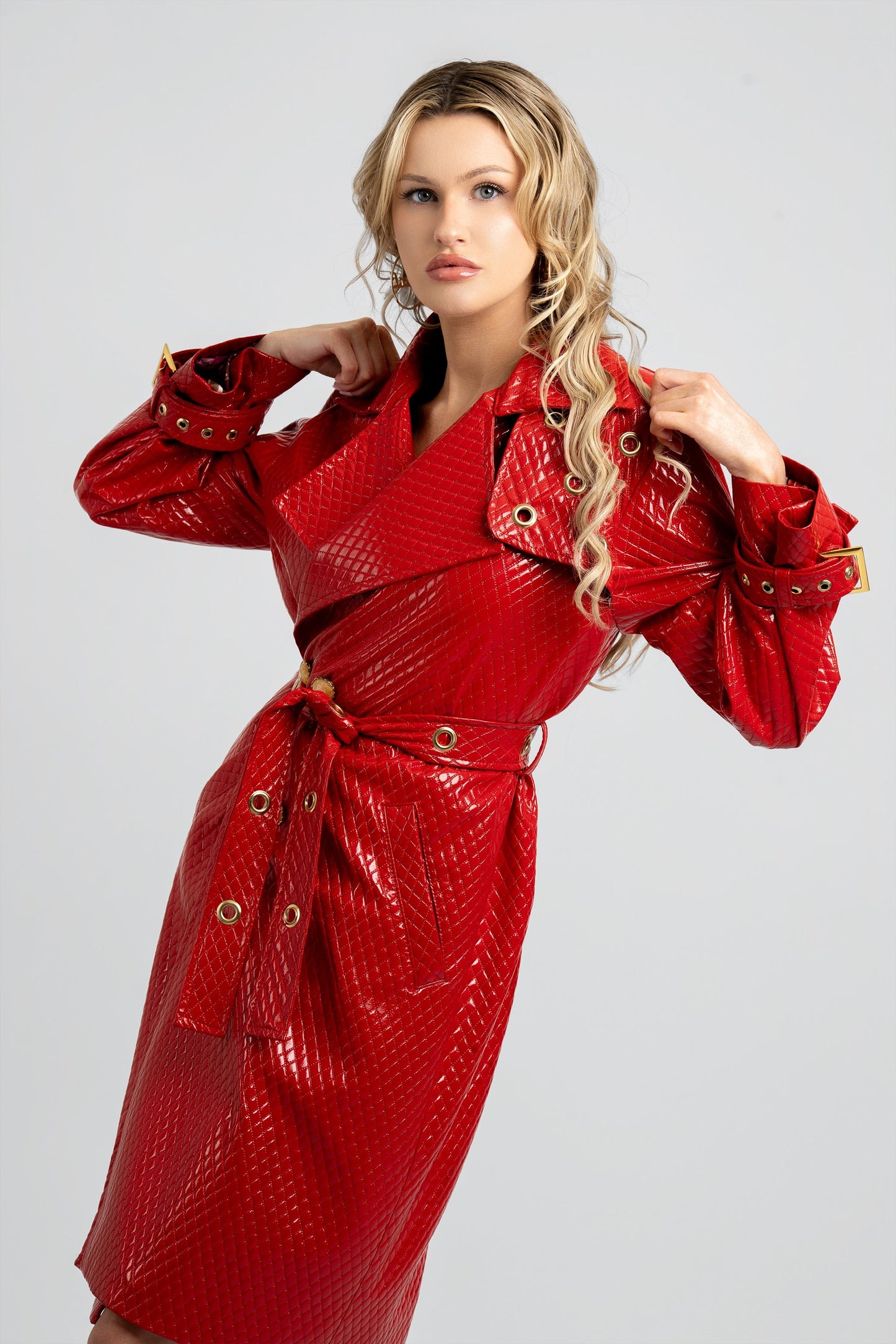 Trinity Quilted Vegan Leather Trench Coat