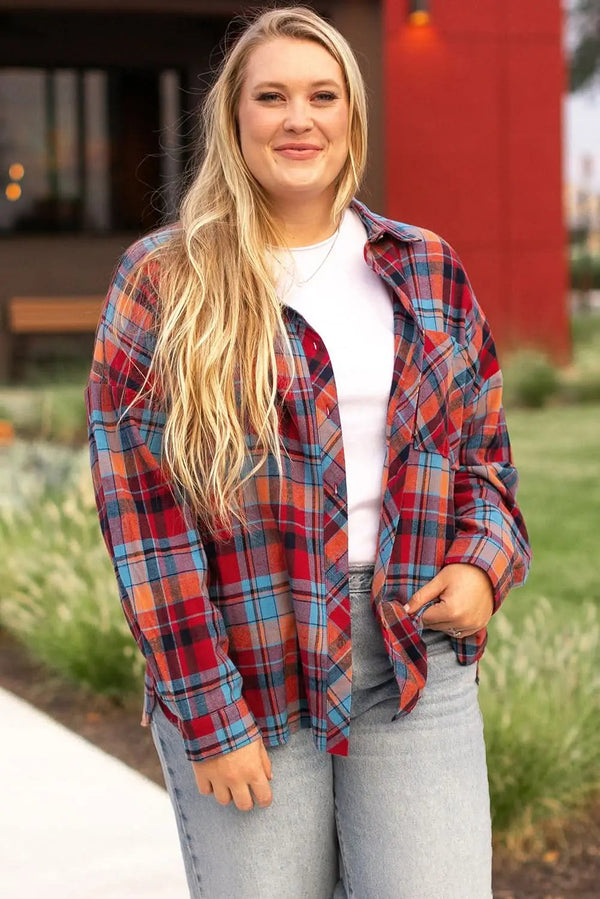 Women's Plaid Button-Up Shirt - Plus Size Western - Fall Fashion