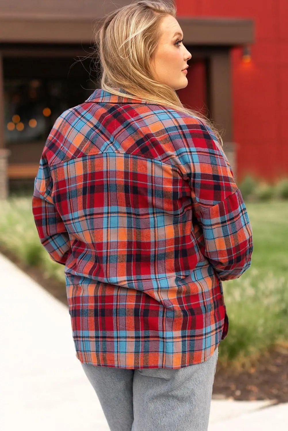 Women's Plaid Button-Up Shirt - Plus Size Western - Fall Fashion