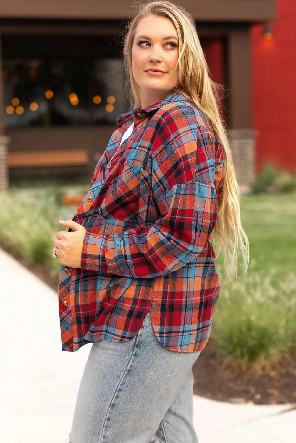 Women's Plaid Button-Up Shirt - Plus Size Western - Fall Fashion