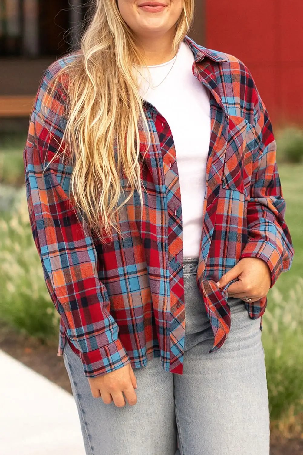 Women's Plaid Button-Up Shirt - Plus Size Western - Fall Fashion