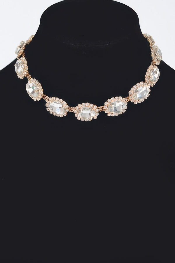 Rhinestone Oval Shape Necklace | Elegant BYMANYC ® New York Style