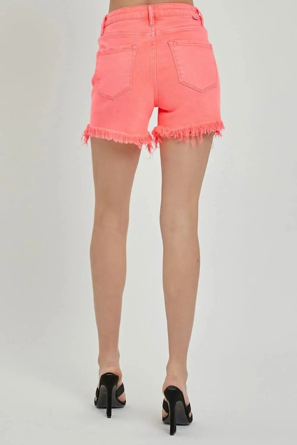Trendsi Premium Risen asymmetrical denim shorts