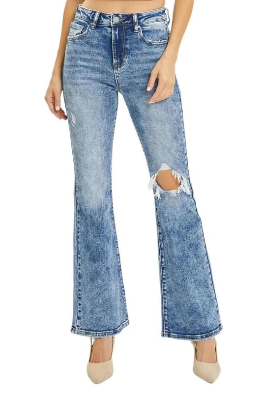 Trendsi High Rise Distressed Flares Women's Jeans: USA Shipped, Trendy