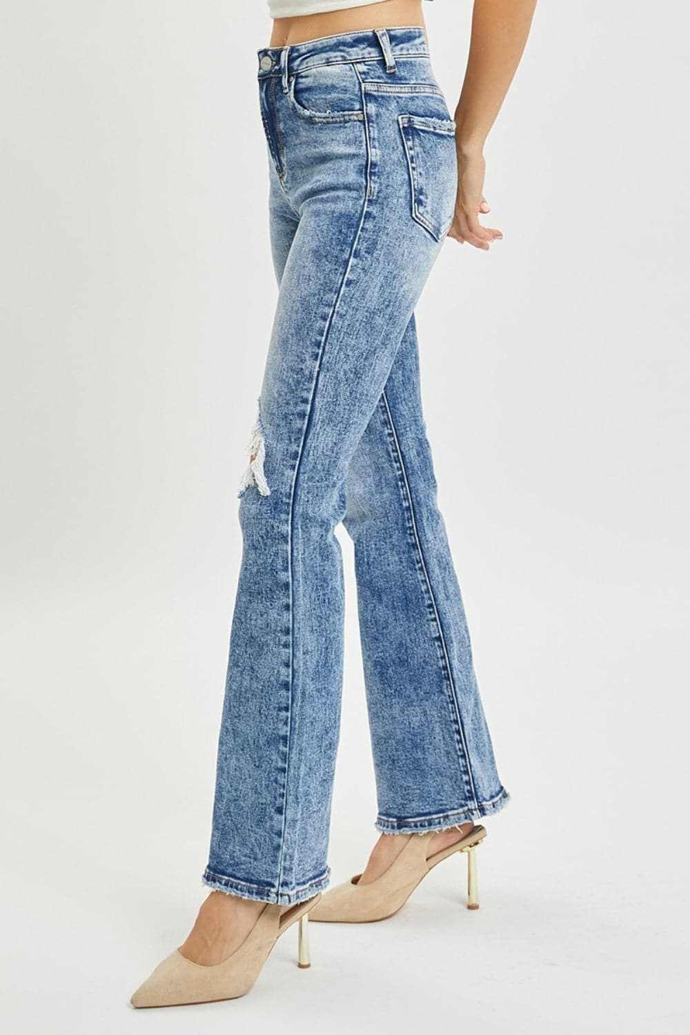 Trendsi High Rise Distressed Flares Women's Jeans: USA Shipped, Trendy