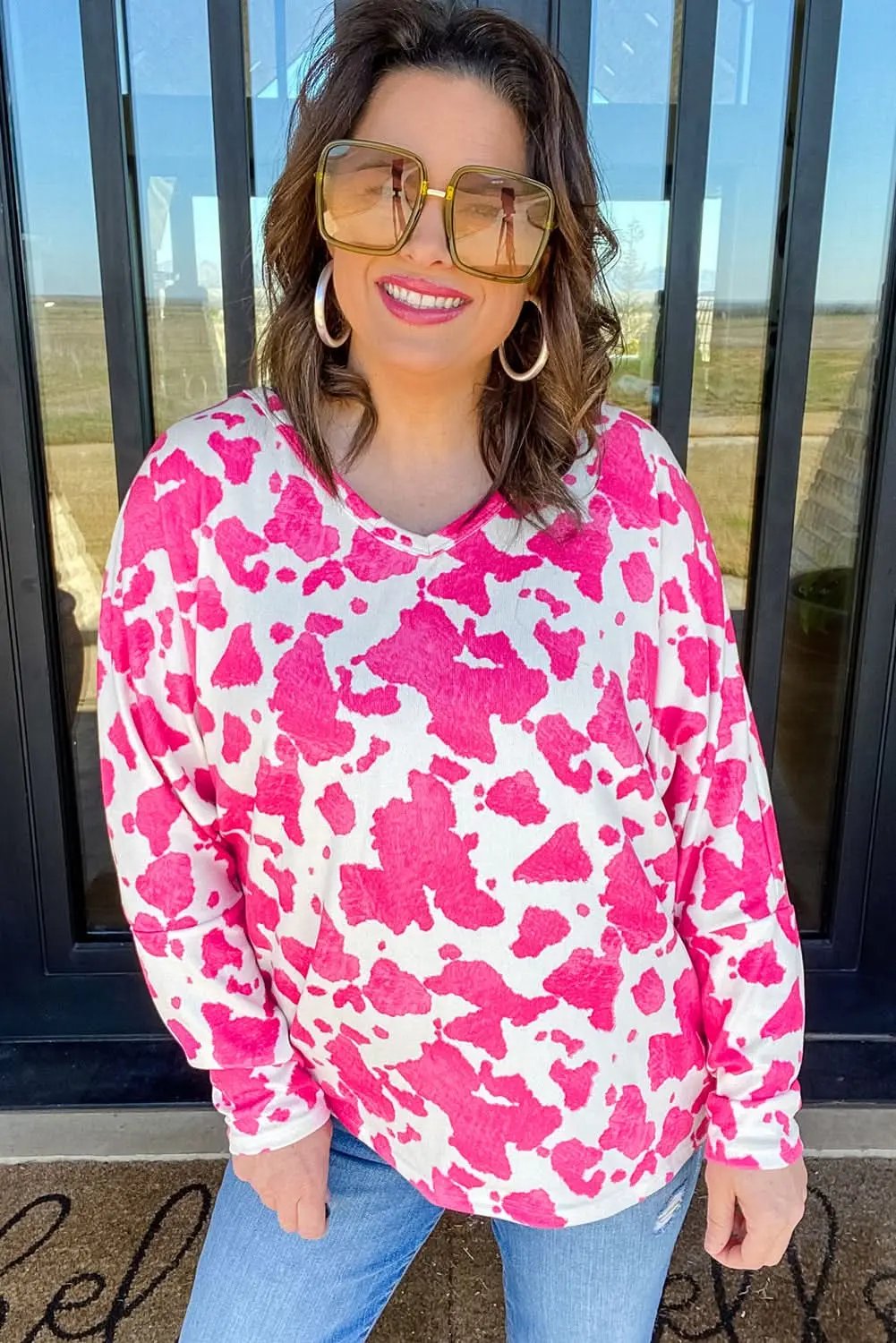 Plus Size Top - Rose Leopard Print - Western Fall Style