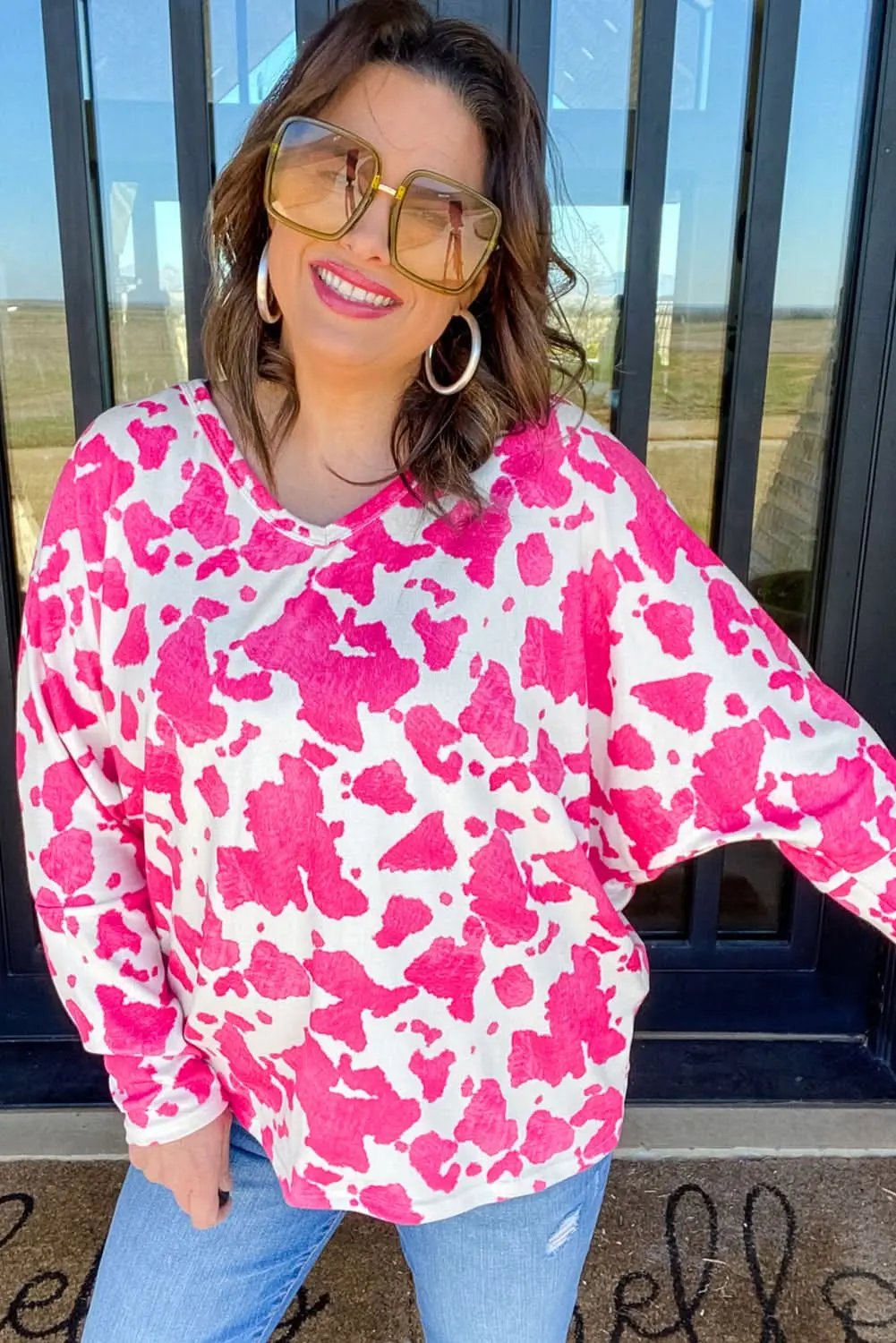 Plus Size Top - Rose Leopard Print - Western Fall Style