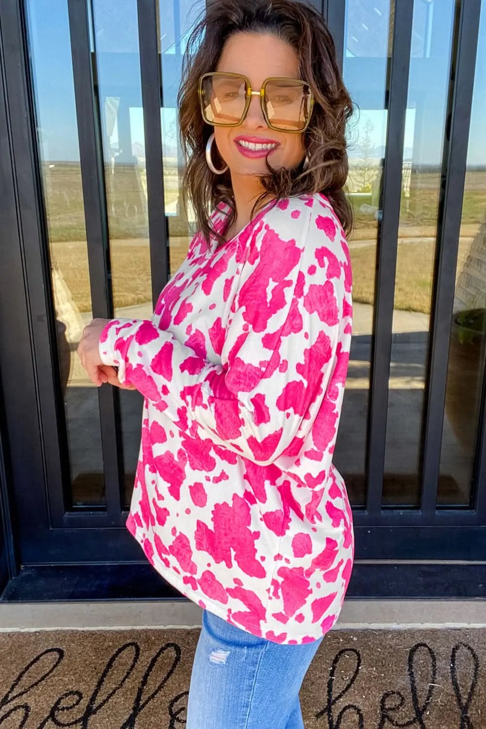 Plus Size Top - Rose Leopard Print - Western Fall Style